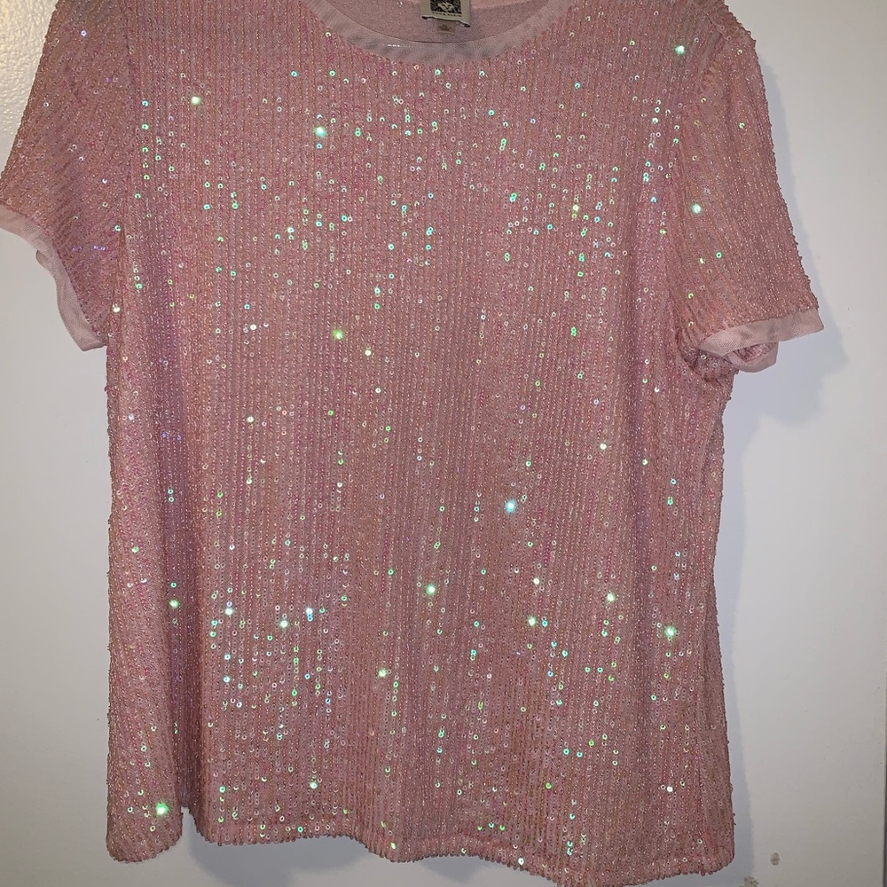 Anne Klein Pink Sequin Top